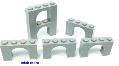 LEGO®  6 Stück hellgraue 1x4x3 Bogensteine / Brückensteine